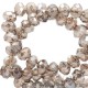 Faceted glass beads 4x3mm disc Greige rose-pearl shine coating